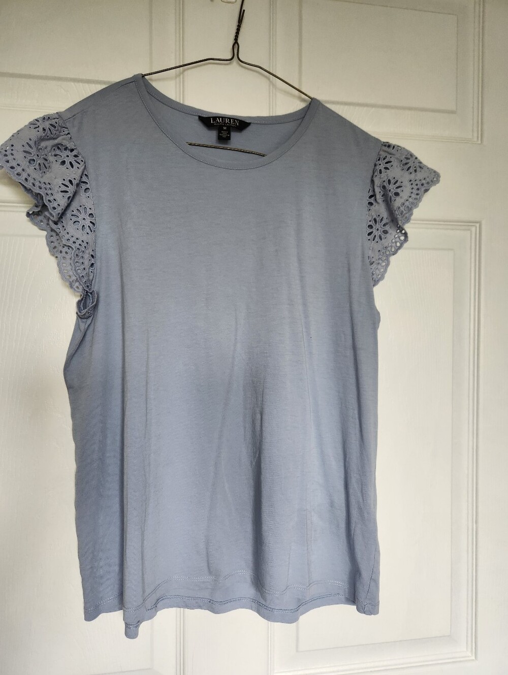 Lauren Ralph Lauren - Blue Cotton Lace Cap Sleeve Tank - Size S